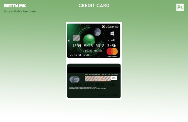 Модерен стил на Хрватска OTP Banka Стандарден шаблон за кредитна Mastercard